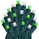 Commercial Grade Wide Angle 50 LED Green/Pure White White 25' Long on Green Wire