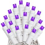50 LED Purple LED Christmas Lights 11' Long on White Wire