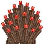 Commercial Grade Wide Angle 50 LED Red 25' Long on Brown Wire