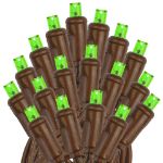 50 LED Green LED Christmas Lights 11' Long on Brown Wire