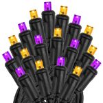 Commercial Grade Wide Angle 50 LED Purple/Amber 25' Long on Black Wire