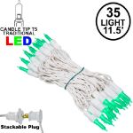 35 Light Traditional T5 Green LED Mini Lights White Wire