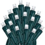 35 Light Non Connectable Pure White LED Mini Lights Green Wire