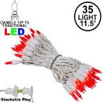 35 Light Traditional T5 Red LED Mini Lights White Wire