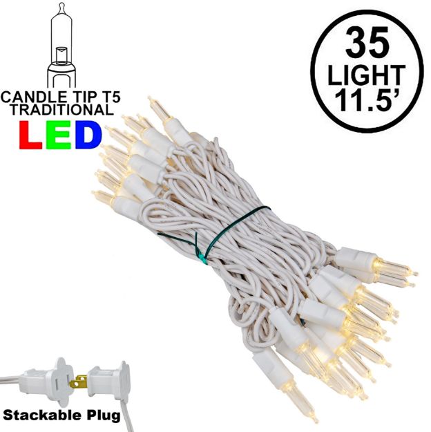 35 Light Traditional T5 Warm White LED Mini Lights White Wire