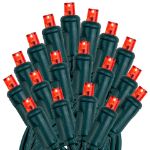 Twinkling Coaxial 50 LED Red 6" Spacing Green Wire
