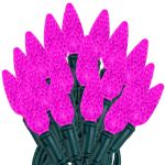 Coaxial Pink 70 LED C6 Strawberry Mini Lights Commercial Grade on Green Wire