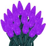 Coaxial Purple 70 LED C6 Strawberry Mini Lights Commercial Grade on Green Wire