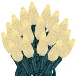 Coaxial Warm White 100 LED C6 Strawberry Mini Lights Commercial Grade on Green Wire
