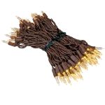 70 Light Traditional T5 Warm White LED Mini Lights Brown Wire