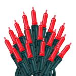 35 Light Traditional T5 Red LED Mini Lights Green Wire