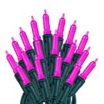 35 Light Traditional T5 Pink LED Mini Lights Green Wire