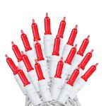 35 Light Traditional T5 Red LED Mini Lights White Wire