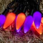 25 Purple & Orange Ceramic LED C9 Pre-Lamped String Lights Black Wire