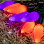 25 Purple & Orange Ceramic LED C9 Pre-Lamped String Lights Black Wire