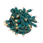 Commercial Grade Wide Angle 100 LED Sun Warm White 50' Long on Green Wire
