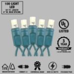 Commercial Grade Wide Angle 100 LED Sun Warm White 50' Long on Green Wire