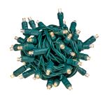 Commercial Grade Wide Angle 100 LED Old Color Warm White (19WW) 50' Long on Green Wire