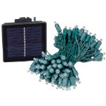 Pure White LED Solar Powered Lights 100 Light String 4" Spacing Green Wire