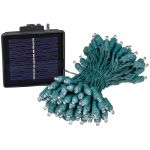Warm White LED Solar Powered Lights 100 Light String 4" Spacing Green Wire