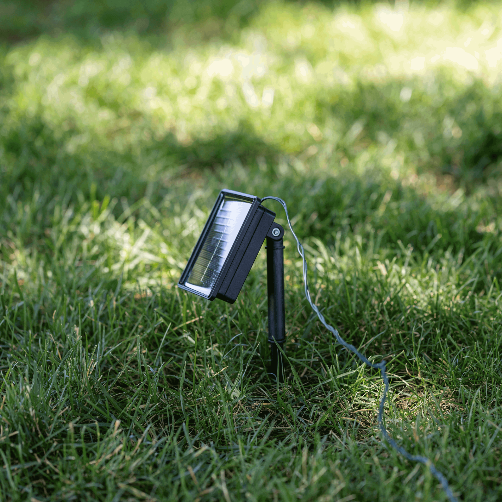 Warm White LED Solar Powered Lights 100 Light String 4" Spacing Green Wire