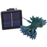 Blue LED Solar Powered Lights 50 Light String 3" Spacing Green Wire
