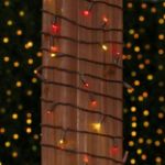Commercial Grade Wide Angle 100 LED Yellow/Red/Orange 50' Long on Brown Wire