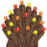 Commercial Grade Wide Angle 100 LED Yellow/Red/Orange 34' Long on Brown Wire