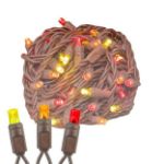Commercial Grade Wide Angle 100 LED Yellow/Red/Orange 34' Long on Brown Wire