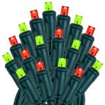 Commercial Grade Wide Angle 50 LED Red/Lime Green 17' Long on Green Wire