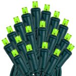 Commercial Grade Wide Angle 50 LED Lime Green 25' Long on Green Wire
