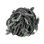 Commercial Grade Wide Angle 50 LED Lime Green 25' Long on Black Wire