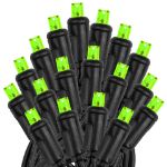 Commercial Grade Wide Angle 50 LED Lime Green 25' Long on Black Wire