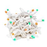 Commercial Grade Wide Angle 50 LED Green/White/Orange 25' Long on White Wire