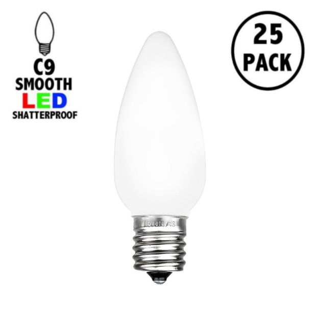 C9 - White - Ceramic (plastic) LED Replacement Bulbs - 25 Pack