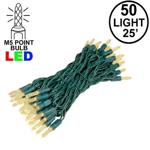 M5 50 LED Warm White 6" Spacing Green Wire