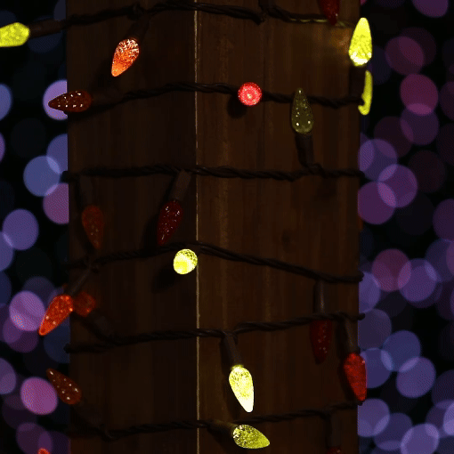 *NEW* TrueTwinkle® Yellow/Red/Orange 70 LED C6 Strawberry Mini Lights Commercial Grade on Brown Wire