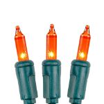 Amber/Orange 50 Light 11' Long Green Wire Christmas Mini Lights