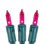 Pink 50 Light 11' Long Green Wire Christmas Mini Lights