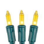 Yellow 50 Light 11' Long Green Wire Christmas Mini Lights