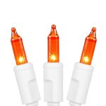 Amber/Orange 50 Light 11' Long White Wire Christmas Mini Lights