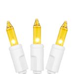 Yellow Christmas Mini Lights 100 Light 50 Feet Long on White Wire