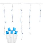 Blue LED Icicle Lights on White Wire 70 Bulbs
