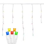 Multi LED Icicle Lights on White Wire 70 Bulbs