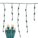 *NEW* True Twinkle Pure White LED Icicle Lights on Green Wire 70 Bulbs