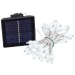 Warm White LED Solar Powered Lights 50 Light String 3" Spacing White Wire