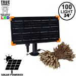 *NEW* TrueTwinkle® Warm White LED Solar Mini Lights 100 Light String 4" Spacing Brown Wire 