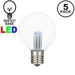 5 Pack Pure White LED G50 Globe Bulbs