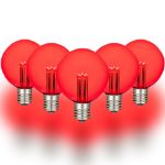 5 Pack Red LED G50 Globe Bulbs
