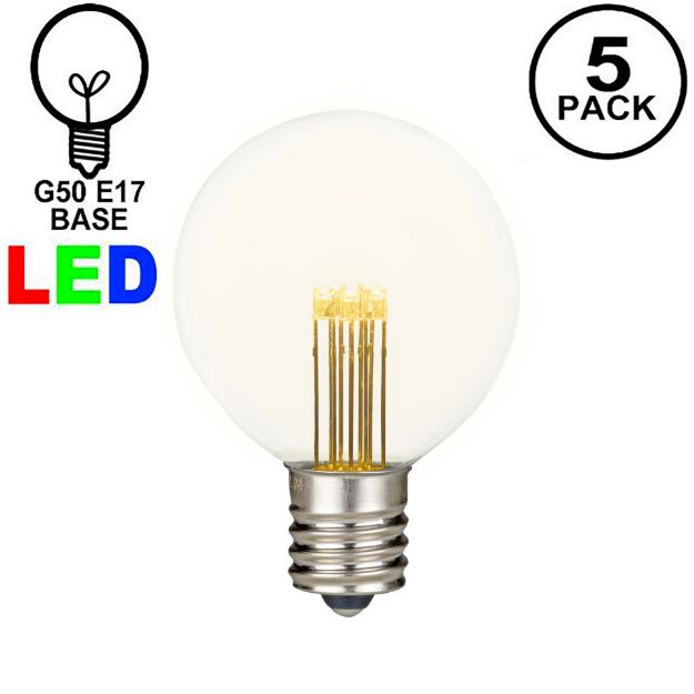 5 Pack Warm White LED G50 Globe Bulbs